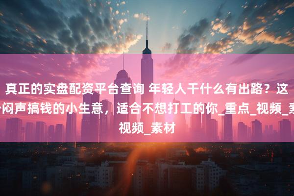 真正的实盘配资平台查询 年轻人干什么有出路？这5个闷声搞钱的小生意，适合不想打工的你_重点_视频_素材
